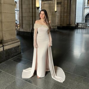Illusion 2025 Prom Dresses for Women Off Shoulder Beading Mermaid Vestidos de Gala Long Shiny Formal Evening Gowns with Train