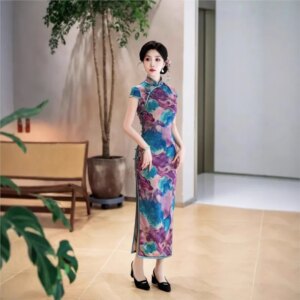 New cheongsam Chinese style elegant temperament long performance dress