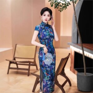 New cheongsam Chinese style elegant temperament long performance dress