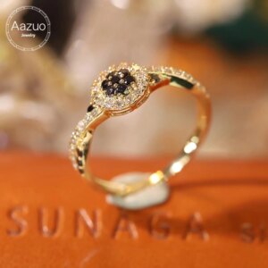 Aazuo Luxury Jewelry 18K White Gold Yellow Gold Real Natural white&Blacck Diamonds 0.50ct Ring Gift for Woman Engagement Party