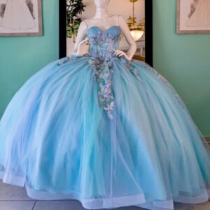 Blue Shiny Quinceanera Dresses Off Shoulder Ball Gown Sweet 16 Dress Beading Crystal Applique Flower Tull Birthday Party Vestido