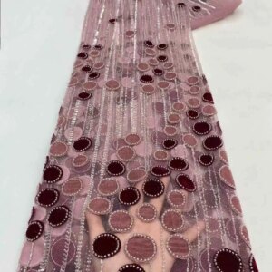2025 Latest African French Lace Fabric High Quality African Velvet Tulle Lace Fabric For Wedding Beaded Nigerian Lace Fabric