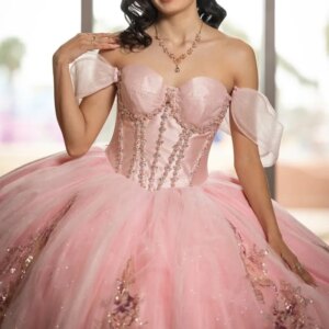 Customized Shiny Pink Off Shoulder Quinceanera Dress Lace applique 3D flower crystal layering vestidos de 15 Quinceanera