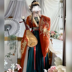 Ancient Chinese Costume Hanfu Heavy Embroidery North and Dynasties Big Sleeve Chic Fairy Four-Piece Set