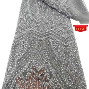 2025Latest Best Quality Delicate Soft Eligant Luxurious Beaded tube Lace With Stones Fabric For Wedding Evening Dresses U_GE1375