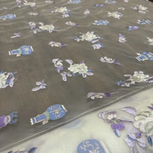 silk organza embroidery crisp fabric women’s dress with a spring and summer pastoral style