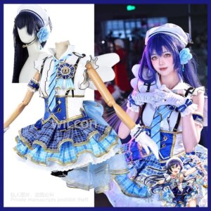 Anime Sonoda Umi Cosplay love live Blue Cupid Dress Kawaii Performance Uniform Cosplay Wigs Full Set Role Play Girls Customized