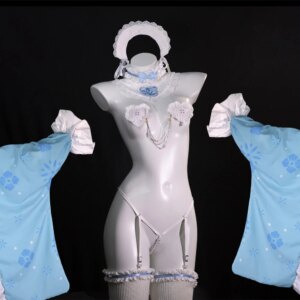 Dishwasher Itinose Asena Cosplay Costumes Itinose Asena Sweet Maid Dress Blue Bikini Kakudate Karin Anime Cosplay Sakura Kimono