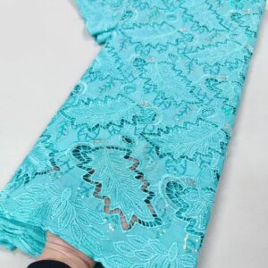 High Quality Lace Fabrics 2025 5 Yards Hot Sale Beads Lace African Organza Sequin French Tulle Wedding Bridal Lace Fabric W505-1