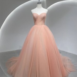 Strapless Sweetheart Neck Pleating Evening Dress Luxury Cake Dress Net  Party Gown