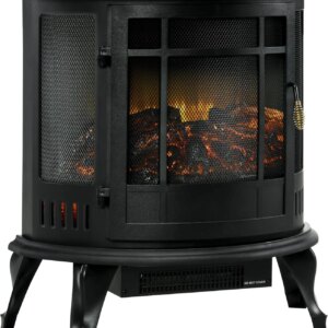 2″ Electric Fireplace Stove, Freestanding Electric Fire Place Heater with Realistic LED Flame, Adjustable Temperature, 1500W,