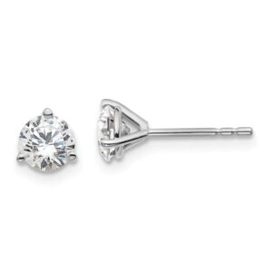 14k White Gold 1 ctw Lab Grown Diamond VS SI+ G+ Round 3 Prong Heavy Wt. Stud Earrings