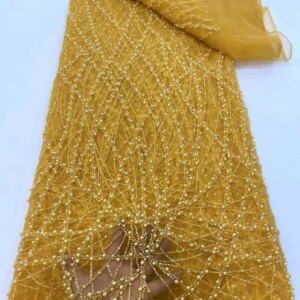 New Arrival 2025 High Quality Green Sequin Beaded Fabric Women’s Evening Dress French Mesh Lace Fabric for African Wedding