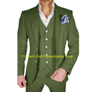 Linen Groom Wedding Suit 3 Piece Set Summer Men’s Suit Elegant Outfit Custom Tuxedo for Men XS-5XL Breathable Blazer