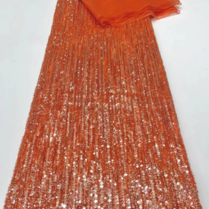 5 Yards African Sequins Beaded Lace Fabric Groom Embroidery French Mesh Sequins Lace Nigeria Tulle Lace For Wedding Party Sewing