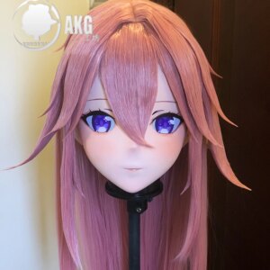 Customize Character Female/Girl Resin Kig Full Head With Lock Anime Cosplay Japanese Anime Kigurumi Mask