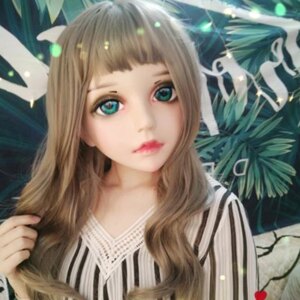 (Hua-03)Female Sweet Girl Resin Half Head Kigurumi BJD Eyes Crossdress Cosplay Japanese Anime Role Lolita Mask With Eyes And Wig