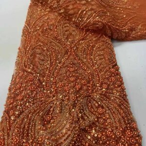 Luxurious Nigerian Sequence Beaded French Lace 2025 High Quality Sequins Embroidery African Net Tulle Lace Fabric Dresses