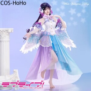 COS-HoHo Anime Lovelive! Tojo Nozomi White Valentine’s Day Angel Game Suit Gorgeous Lovely Dress Uniform Cosplay Costume