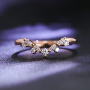 Provence real gold jewelry 10K/14K/18K rose gold custom wedding band marquise cut lab diamond engagement ring stack promise gift