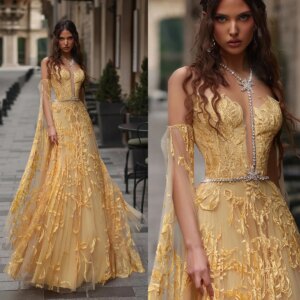 Elegant Evening Dresses Formal Occasion Gown Sexy Sweetheart Long Sleeves Appliques Lace Lace-up Back Prom Dress Customized