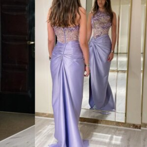 Customized Evening Satin Pleat Beading Cocktail Party A-line O-Neck Bespoke Occasion Gown Long Dresses Arabia