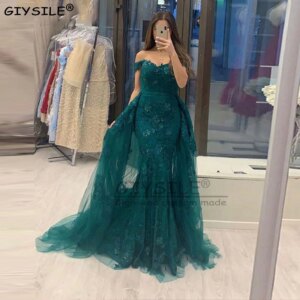 GIYSILE Customized Mermaid Lace Evening Dresses Party Elegant 2025 Off The Shoulder Prom Gown Detachable Train 2 in 1 Long Dress
