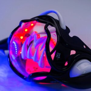 Cyberpunk-Style LED Mech Mask Anime Demon Cosplay Set with Glowing Accessories Rave/DJ/Halloween Techwear Props for Unisex Adult