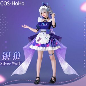 COS-HoHo Honkai: Star Rail Silver Wolf Maid Dress Game Suit Sweet Lovely Cosplay Costume Halloween Party Role Play Outfit Women
