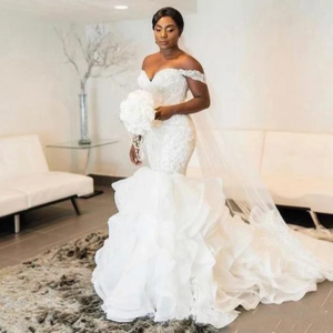 Customized New Luxury Mermaid Wedding dress Sexy V-neck dress Mary Fashion Sweetheart Applique ruffled Bridal Dress 2025