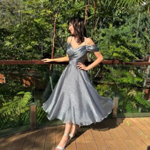 A Line Prom Dresses for Women Elegant Spaghetti Neck Evening Gowns Ruffles Photoshoot Formal Party Dress Short vestido de noche