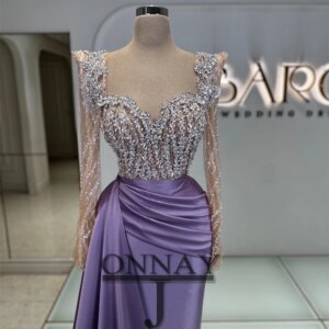 Customized Stylish Long Mermaid Prom Dresses Detachable Train Saudi Arabric Gala Bespoke Birthday Gown Vestidos De Fiesta Plus