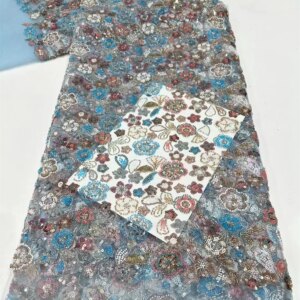 New African Fabrics 2025 French Luxury Lace Tissue 5Yards Sky Blue African Lace Fabric Elegant Lace Fabrics For Wedding D W460-1