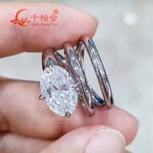 5ct 8*12mm oval shape 3 Circle Snake Ring D vvs white moissanite S925 Sterling Silver Jewelry Engagement Ladies