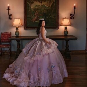 Pink Quinceanera Dresses Ball Gown 2025 Appliques Beaded 3DFlower Spaghetti Strap Sweet 16 Dress Party Gown Vestidos De 15 Años