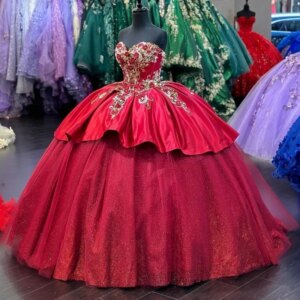 NB91 Customized Princess Red Ball Gown Quinceanera Dresses Sweet 16 Prom Dress 14 Girls Party Pageant Gowns Vestidos De 15 Anos