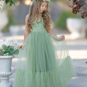 Princess Dress Flower Girl Dress Lace/Tulle Boho Toddler Dresses Ruffle Girl Dress for Wedding Garden Party Communion Beach