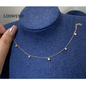 LUOWEND 100% 18K Yellow Gold Bracelet Romantic Galaxy Design 0.50carat Real Natural Diamond Bracelet for Women Anniversary Gift