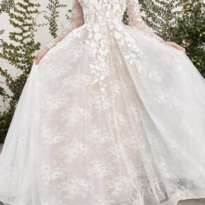 Customized Princess Women Long Sleeve Wedding Party Dress V Neck Lace Applique A Line Formal Occasion Wear Prom Party Gon Robe