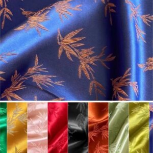 Silk mixed jacquard leaves stretch crepe big cheongsam new Chinese fabric