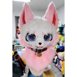 Furuit Long-haired Cat and Fox Mascot Head Party Halloween Fur Role Play