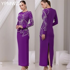 Customized Prom Gown Evening Women Party Occasion YPMWZX Jewel Column Floor Length Skirts Vertically Bespoke Dresses Fo