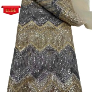 2025 Latest Elegant Best Quality Soft Luxurious Sequin Tube Lace With Lots Stones fabric For Wedding Evening Dress U_Ge1953
