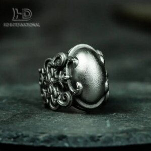 Texture design of the Warring States Period, 925 silver rings, Chinese bronze texture rings, Taotie warring texture rings