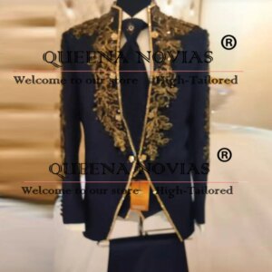 Sparkly Groom Wedding Tuxedo Crystals Beaded Prom Blazer Customized 2-Piece Man Formal Party Men’s Suits Italian Design Blazer