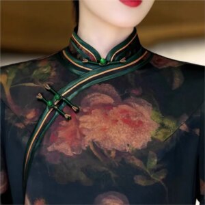Cheongsam new Chinese female sense of daily national style dress temperament long