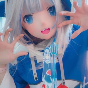 Customize Character Female/Girl Resin Kig Full Head With Lock Anime Cosplay Japanese Anime Kigurumi Mask