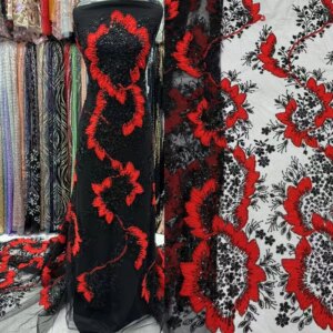 High-quality African Nigerian Elegant Embroidered Fabric French Tulle Lace Fabric With Beaded For Party Wedding TS2832