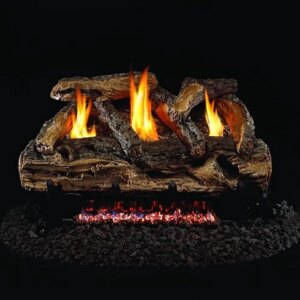 Peterson Real Fyre 24-Inch Split Oak Vent-Free Propane Gas Log Set – G9 Burner with Remote Control, Variable Flame, ANSI Certifi