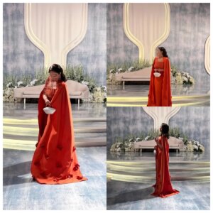 Customized Square Neck Prom Dresses Pleated Flowers Floor Length Evening Dresses Party Dresses